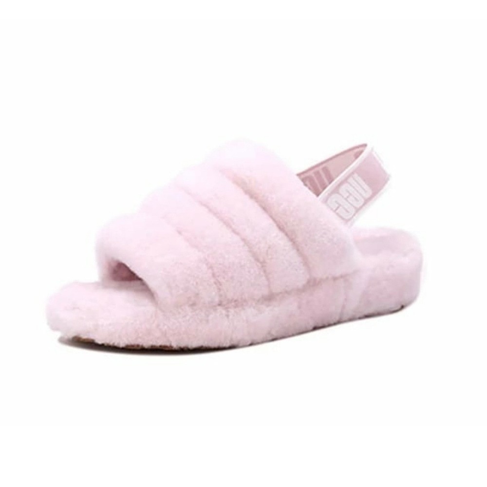 UGG Fluff Yeah Slides Pink Lavender Platform Slippers Fluffy Sandal Size 6